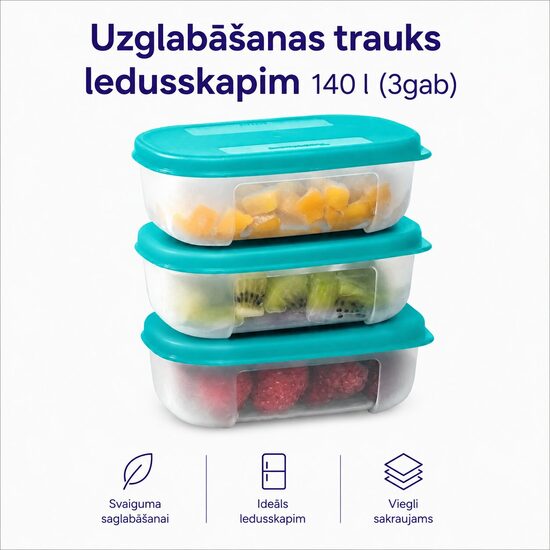 Uzglabāšanas trauks ledusskapim 140l (3 gab) (atlaide -33%)